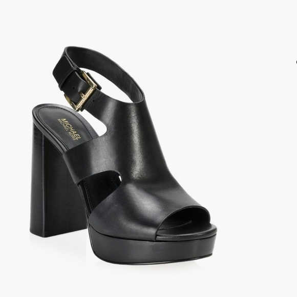 New Michael Kors Leather Platform Heels Sandals Sz 6 - Picture 2 of 14